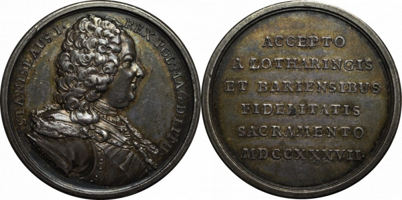 France, Stanislaus I of Poland, Medal 1738 Bardzo ładny egzemplarz rzadkiego med...