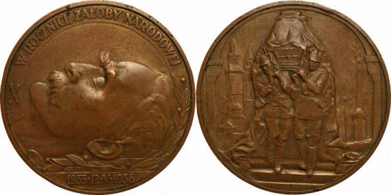 II RP, Medal I rocznica śmierci Józefa Piłsudskiego 1936 Medal wybity w pierwszą...