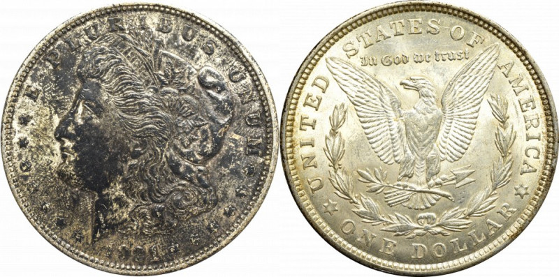 USA, Morgan dollar 1921 Egzemplarz o bardzo dobrze zachowanych detalach. Ciemna ...