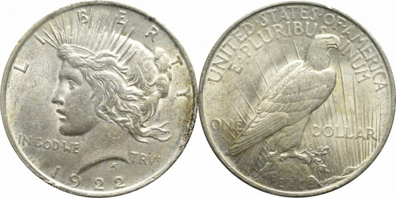 USA, 1 peace dollar 1922 Piękny egzemplarz. 
Reference: Krause KM#150
Grade: A...