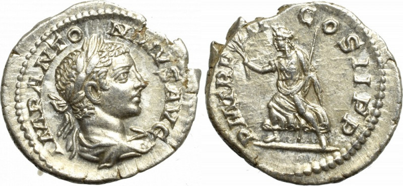 Roman Empire, Elagabalus, Denarius Egzemplarz o doskonałej prezencji z wyśmienit...