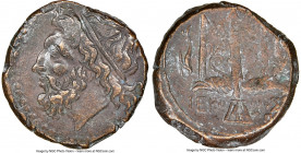 SICILY. Syracuse. Hieron II (ca. 275-215 BC). AE litra (19mm, 10h). NGC XF. Head of Poseidon left, wearing taenia / ΙΕΡΩ-ΝΟΣ / AΠ, trident head, dolph...