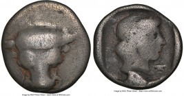 PHOCIS. Phocian League. Federal Issue. Ca. 5th century BC. AR triobol or hemidrachm (14mm, 9h). NGC VG. Head of bull facing / Φ-O-K-I, head of Artemis...