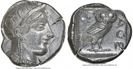 ATTICA. Athens. Ca. 440-404 BC. AR tetradrachm (25mm, 17.19 gm, 2h). NGC Choice AU 5/5 - 4/5. Mid-mass coinage issue. Head of Athena right, wearing ea...