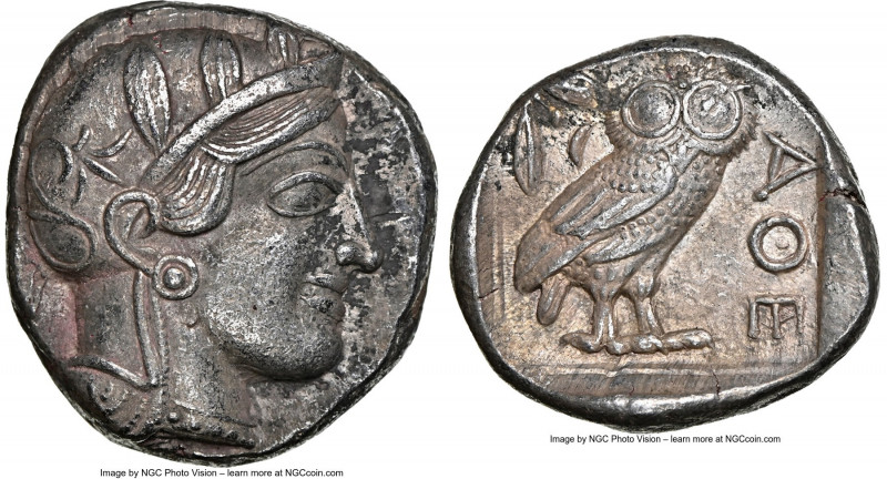 ATTICA. Athens. Ca. 440-404 BC. AR tetradrachm (24mm, 17.14 gm, 9h). NGC Choice ...