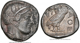 ATTICA. Athens. Ca. 440-404 BC. AR tetradrachm (24mm, 17.14 gm, 9h). NGC Choice AU 5/5 - 3/5. Mid-mass coinage issue. Head of Athena right, wearing ea...