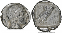 ATTICA. Athens. Ca. 440-404 BC. AR tetradrachm (24mm, 17.03 gm, 9h). NGC Choice AU 5/5 - 2/5. Mid-mass coinage issue. Head of Athena right, wearing ea...