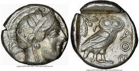 ATTICA. Athens. Ca. 440-404 BC. AR tetradrachm (23mm, 17.22 gm, 4h). NGC Choice XF 4/5 - 4/5. Mid-mass coinage issue. Head of Athena right, wearing ea...