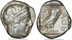 ATTICA. Athens. Ca. 440-404 BC. AR tetradrachm (25mm, 17.18 gm, 6h). NGC XF 4/5 - 4/5. Mid-mass coinage issue. Head of Athena right, wearing earring, ...