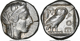 ATTICA. Athens. Ca. 440-404 BC. AR tetradrachm (23mm, 17.18 gm, 7h). NGC Choice VF 5/5 - 2/5, graffito. Mid-mass coinage issue. Head of Athena right, ...