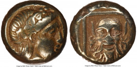 LESBOS. Mytilene. Ca. 377-326 BC. EL sixth-stater or hecte (9mm, 2.54 gm, 12h). NGC Choice VF 4/5 - 5/5. Head of young Dionysus right, wreathed with i...