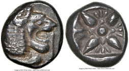 IONIA. Miletus. Ca. late 6th-5th centuries BC. AR 1/12 stater or obol (9mm). NGC XF. Milesian standard. Forepart of roaring lion left, head reverted /...
