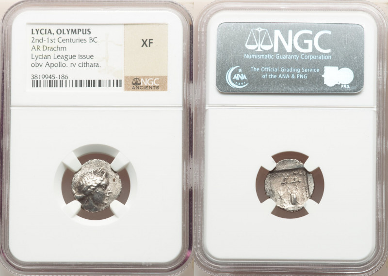 LYCIAN LEAGUE. Olympus. Ca. 167-81 BC. AR drachm (16mm, 11h). NGC XF. Period II,...