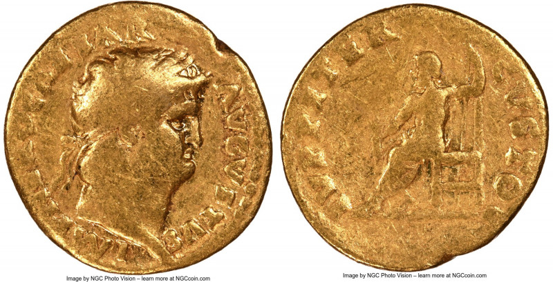 Nero (AD 54-68). AV aureus (18mm, 7.09 gm, 5h). NGC Fine 5/5 - 4/5. Rome, ca. AD...