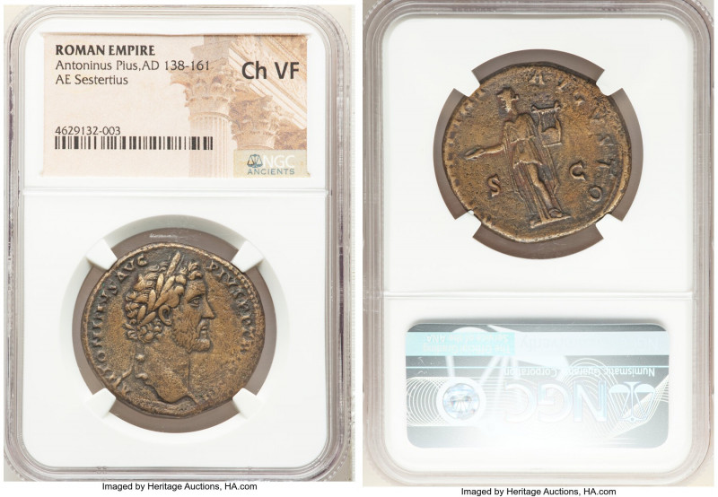 Antoninus Pius (AD 138-161). AE sestertius (31mm, 5h). NGC Choice VF. Rome, AD 1...