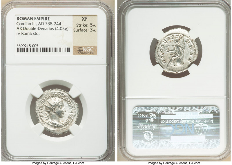 Gordian III (AD 238-244). AR antoninianus (23mm, 4.03 gm, 6h). NGC XF 5/5 - 3/5....