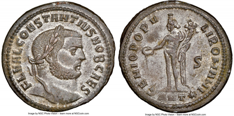 Constantius I, as Caesar (AD 305-306). BI follis or nummus (27mm, 9.52 gm, 11h)....