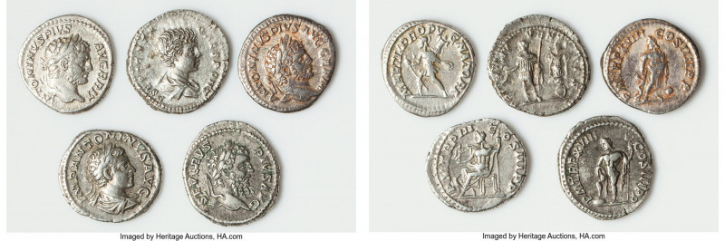 ANCIENT LOTS. Roman Imperial. Lot of five (5) AR denarii. VF-Choice VF. Includes...