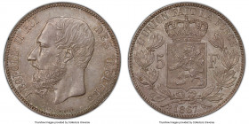 Leopold II 5 Francs 1867 MS62 PCGS, Brussels mint, KM24. Dot after "F" in date. Taupe-gray toning. 

HID09801242017

© 2022 Heritage Auctions | Al...