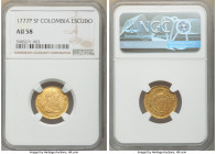 Charles III gold Escudo 1777 P-SF AU58 NGC, Popayan mint, KM48.2. Nicely struck, lightly circulated coin. 

HID09801242017

© 2022 Heritage Auctio...