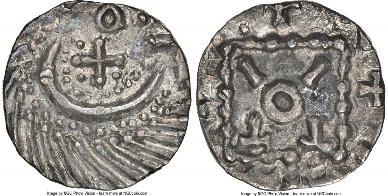 Early Anglo-Saxon. Continental Sceat ND (695-740) AU55 NGC, Frisian mint, S-790....