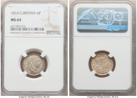 George III 6 Pence 1816 MS64 NGC, KM665, S-3791. First year of type. Cloudy gray, taupe and russet tone. 

HID09801242017

© 2022 Heritage Auction...