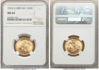 Elizabeth II gold Sovereign 1963 MS64 NGC, KM908. AGW 0.2355 oz. 

HID09801242017

© 2022 Heritage Auctions | All Rights Reserved