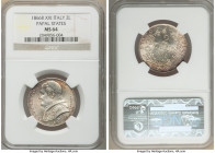 Papal States. Pius IX 2 Lire Anno XXI (1866)-R MS64 NGC, Rome mint, KM1379.2. Russet and argent patina, near gem. 

HID09801242017

© 2022 Heritag...