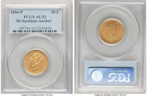 Sardinia. Vittorio Emanuele II gold 20 Lire 1856 (Anchor)-P AU53 PCGS, Genoa mint, KM146.2. Bright orange color. 

HID09801242017

© 2022 Heritage...