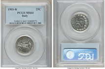 Vittorio Emanuele III 25 Centesimi 1903-R MS64 PCGS, Rome mint, KM36.

HID09801242017

© 2022 Heritage Auctions | All Rights Reserved