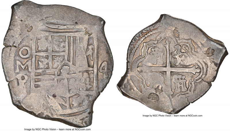 Philip IV Cob 4 Reales ND (1636-1665) AU Details (Chopmarked) NGC, Mexico City m...