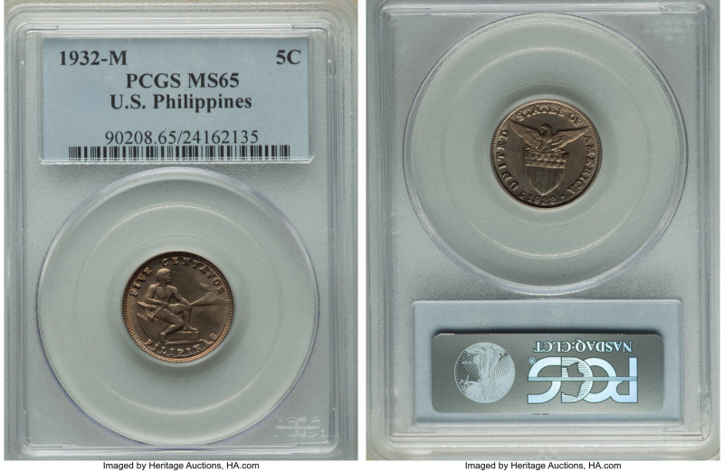 USA Administration 5 Centavos 1932-M MS65 PCGS, Manila mint, KM175.

HID098012...