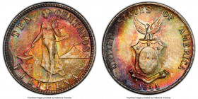 USA Administration 10 Centavos 1944-D MS67+ PCGS, Denver mint, KM181. Delicately preserved in multicolored shades of color with underlying luster. 
...
