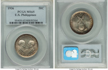 USA Administration 50 Centavos 1936 MS65 PCGS, Manila mint, KM176. Murphy-Quezon - Establishment of the Commonwealth commemorative. 

HID09801242017...