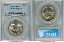 USA Administration 50 Centavos 1936-M MS65 PCGS, Manila mint, KM176. Murphy-Quezon - Establishment of the Commonwealth commemorative. 

HID098012420...
