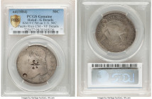 Spanish Colony. Alfonso XII Counterstamped 1/2 Dollar (50 Centimos) ND (1884) Good Details (Holed) PCGS, KM9. Host: U.S. 50 Cents 1812 (cf. KM37). Cou...