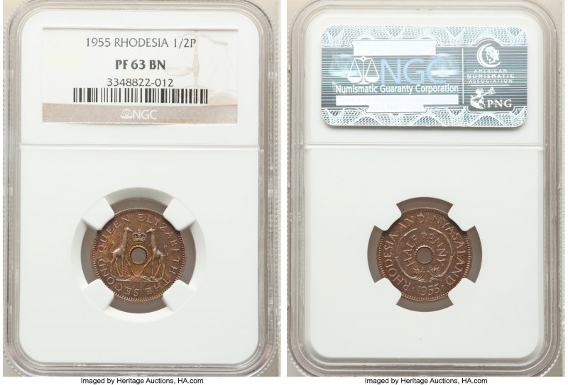 British Colony. Elizabeth II Proof 1/2 Penny 1955 PR63 Brown NGC, British Royal ...