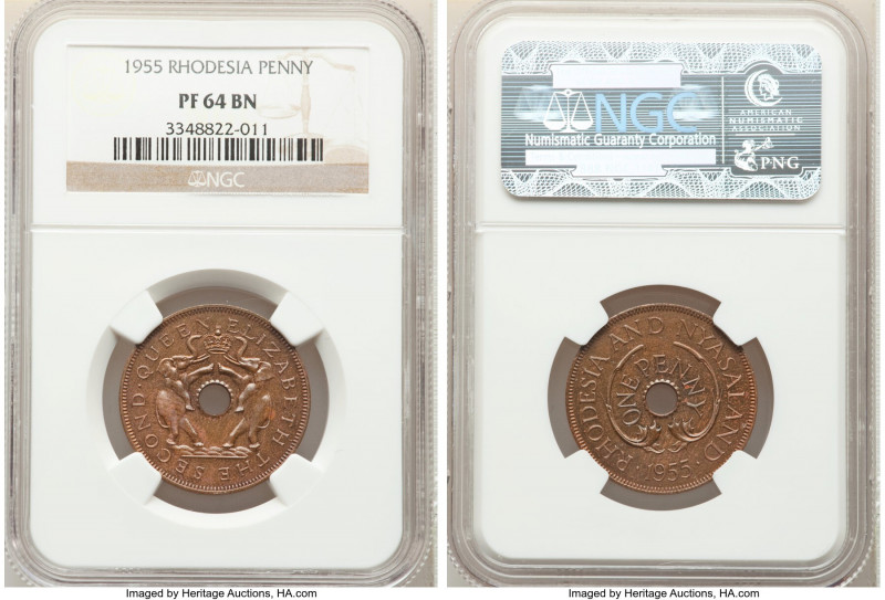 British Colony. Elizabeth II Proof Penny 1955 PR64 Brown NGC, British Royal mint...