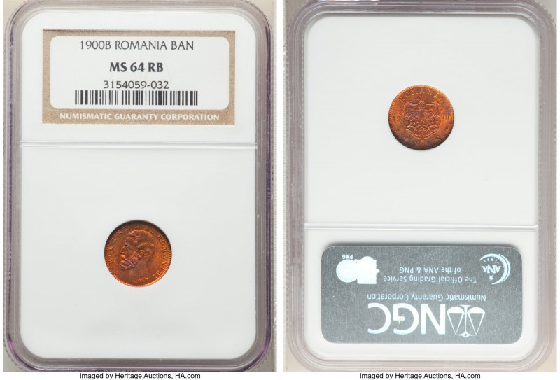 Carol I Ban 1900-B MS64 Red and Brown NGC, Bucharest mint, KM26.

HID098012420...