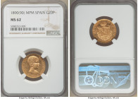 Alfonso XIII gold 20 Pesetas 1890(90) MP-M MS62 NGC, Madrid mint, KM693. Glimmering reflective luster. 

HID09801242017

© 2022 Heritage Auctions ...