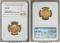 Alfonso XIII gold 20 Pesetas 1899(99) SM-V MS62 NGC, Madrid mint, KM709. Nearly choice with lots of eye appeal. 

HID09801242017

© 2022 Heritage ...