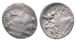 Central Europe. Boii. Drachm (1st century BC). "Tótfalu" type. Laurel wreath pattern. Rev: Horse prancing left; pellet-in-annulet above and below. OTA...
