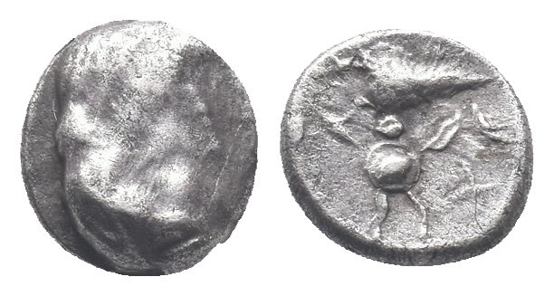 Central Europe, Boii. 1st century BC. AR Obol 'Athena Alkis' type. Celticised he...