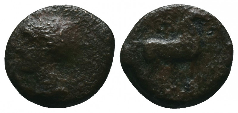 CARTHAGE, Second Punic War. Circa 220-215 BC. Æ Shekel 2.44gr
