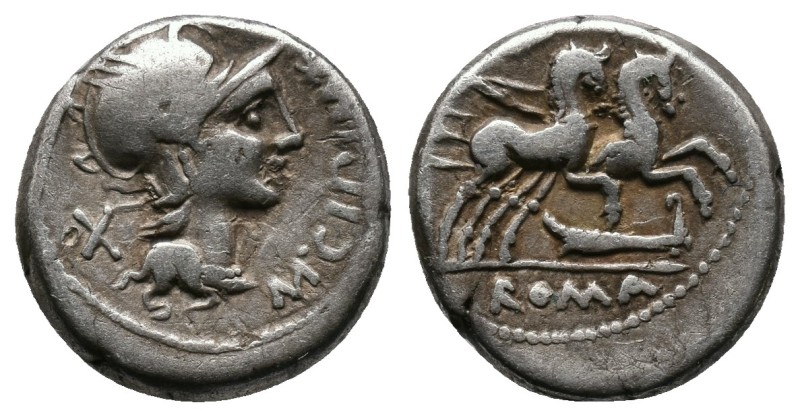 M Cipius M f 115-114 BC. AR Denarius 3.68gr. Rome mint.