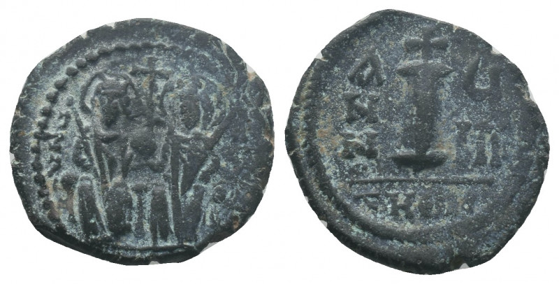 Justin II, with Sophia. 565-578. Æ Decanummium 2.48gr