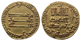 Abbasid Caliphate, time of al-Mansur (AH 136-158/AD 754-775) AV Dinar 4.25gr. AH 158 (AD 775), no mint (Iraq). There is no God - Except Him - He has n...