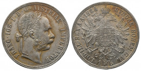 Österreich, Franz Joseph I, 1848-1916, 1 Gulden Silver 1884, Her.584