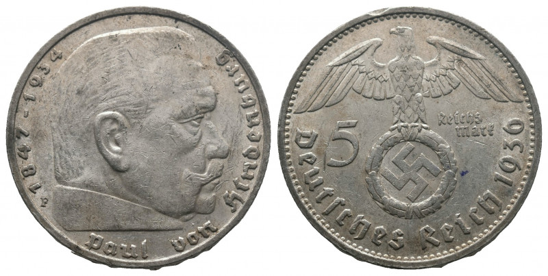 DEUTSCHE REICHSMÜNZEN, Third Reich, 5 Marks 1936 F Silver, KM#86 VF