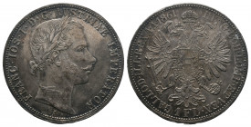 Österreich, Franz Joseph I, 1848-1916, 1 Gulden Silver 1861 A, Wien, Her.526, VF